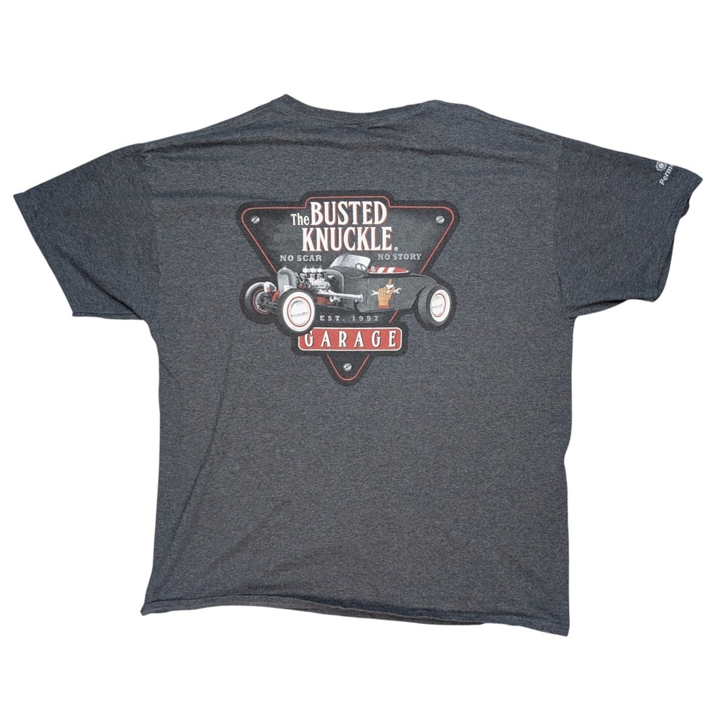 The Busted Knuckle Garage‎ XL Grey Short Sleeve Graphic T Shirt Car Garage